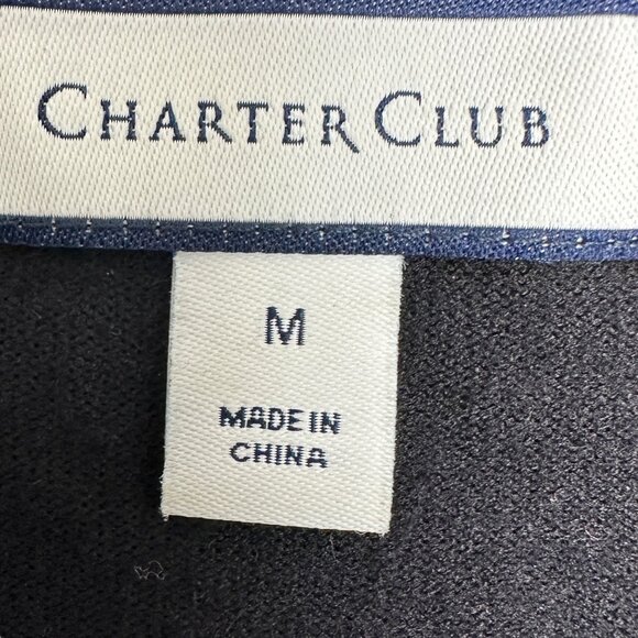 Charter Club Sweater Womens Medium Black Open Front Scalloped Edges 3/4 Sleeve - Picture 7 of 9